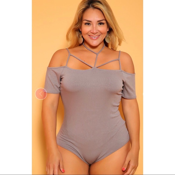 Tops - Off The Shoulder Caged Casual Plus Size Bodysuit
